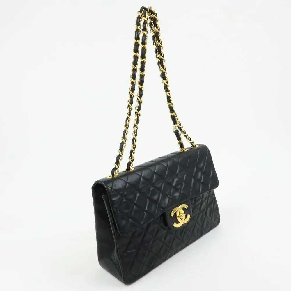 Chanel Matelasse Lambskin Jumbo 34 Flap Bag Black